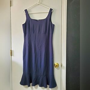 Liz Claiborne Womens Blue Sheath Dress Square Neck Size 14